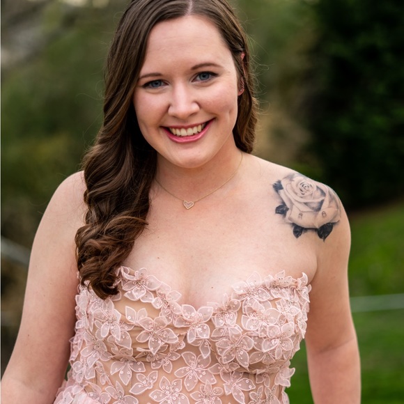 Giambattista Valli Paris H&M Womens 10 Pink Strapless Cocktail Floral Dress - Picture 8 of 8